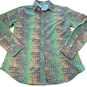S10- Womens Size XL Long Sleeve Royal Highness Equestrian Show Shirt Green Snake